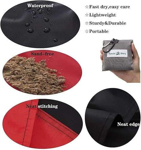 Miniatura 4 de Special SG Glory Meafteryou - Manta de bolsillo para exteriores, de secado rápido, impermeable, sin arena, para playa, viajes, senderismo, camping,