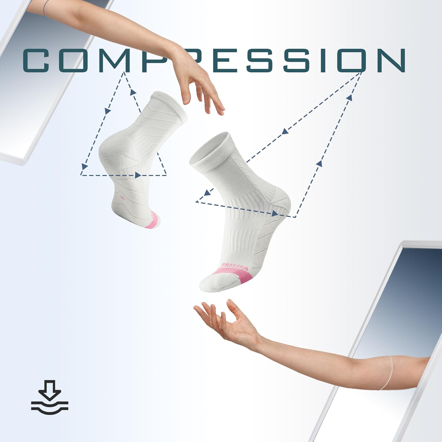 BRISIRA Coolmax Bamboo Viscose Running Compression Quarter Socks Women Moisture Wicking Anti Blister Athletic Ankle Cushion - Image 2