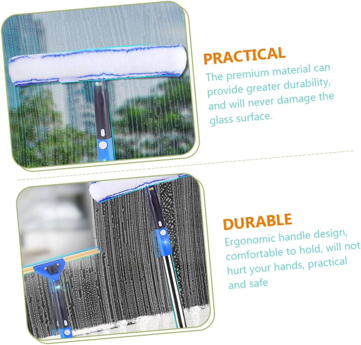 Ipetboom 1set Microfiber Window Cleaner Squeegee Extendable Pole for Indoor and Outdoor Use Scrubber for Showers and Car Windshields Lightweight Design for Easy Cleaning Random Style