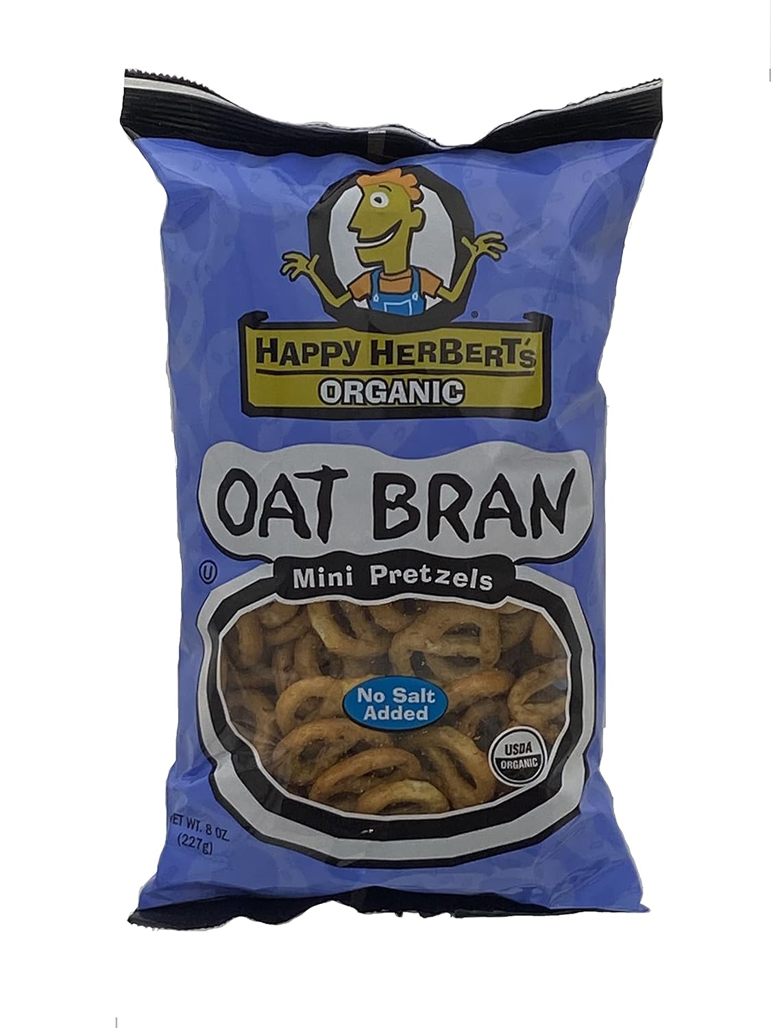 Happy Herbert's Organic Oat Bran Mini Pretzels Unsalted 8 oz Case of 12