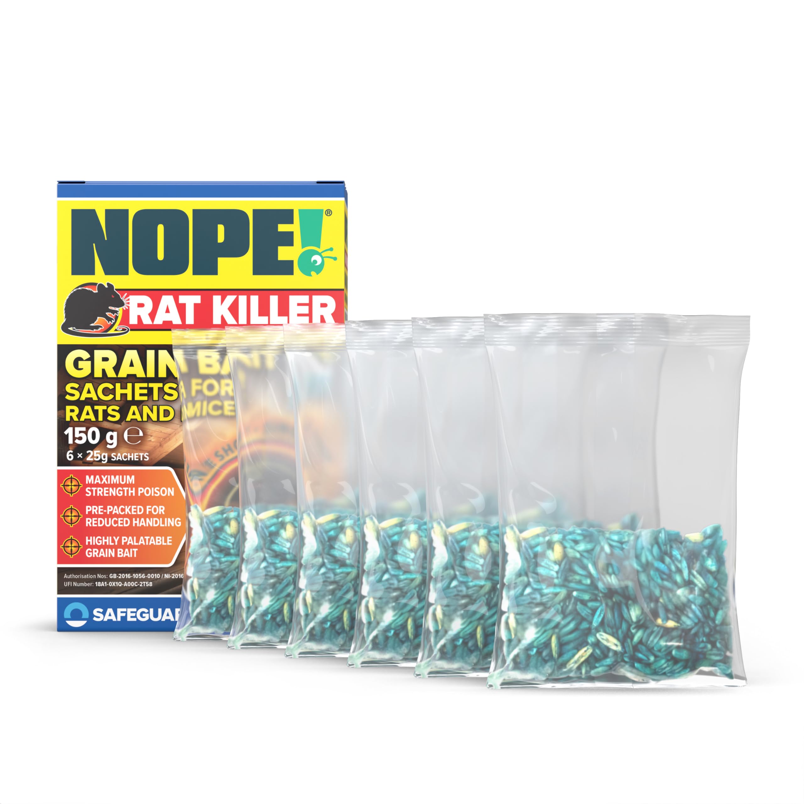 Rat Mouse Killer Grain Bait 6 X 25g Super Strength Poison Sachets Indoor Outdoor
