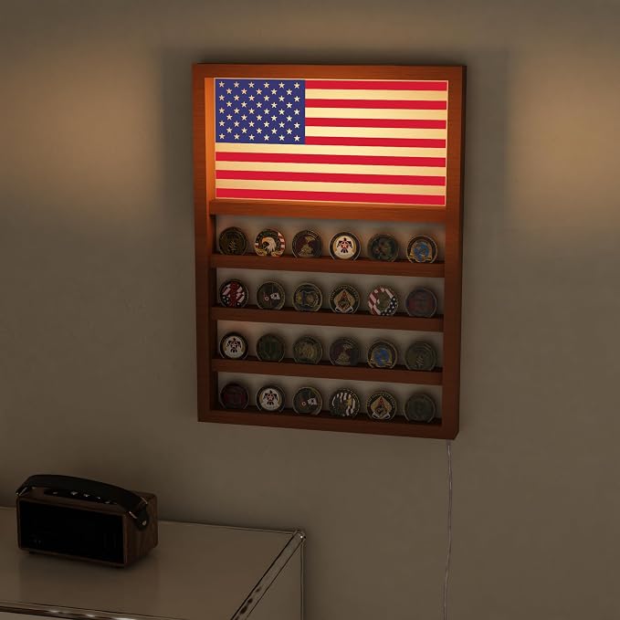 Exhibidor de monedas con luz y montaje en pared miniatura 3