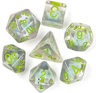 Cusdie 7-Die Dice DND, Polyhedral Dice Set Filled with Animal, for Role Playing Game D&D Dice Pathfinder (Dinosaur)
