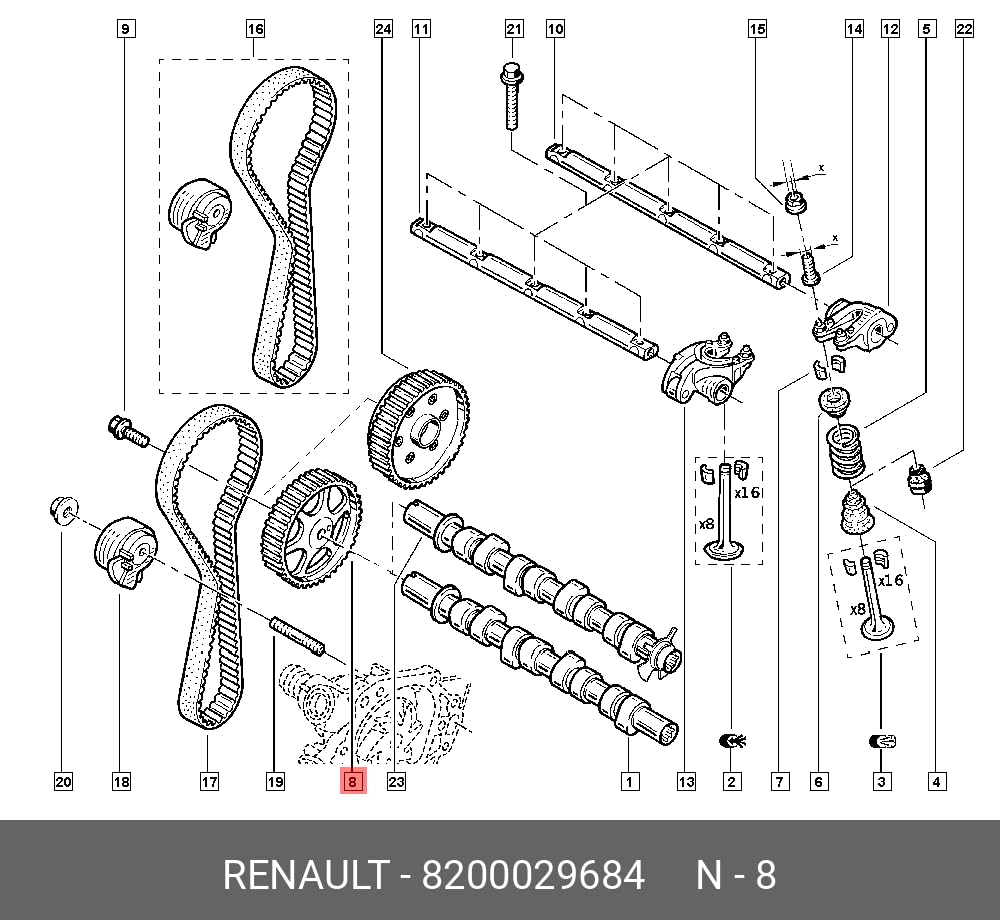 SOFIPART Poulie Arbre à Cames compatible avec Clio II III Kangoo 1.2 16V 8200029684 8200291362