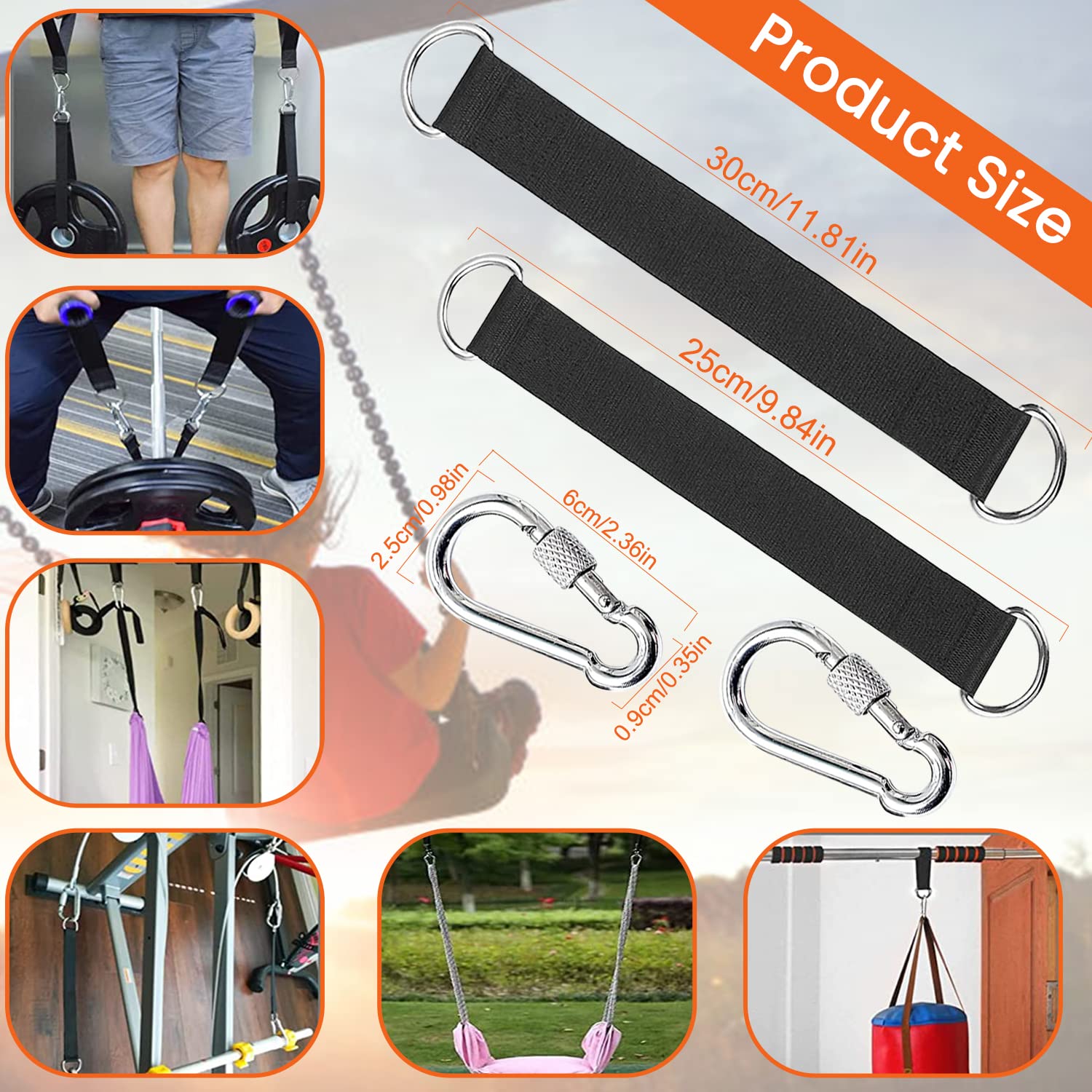 Kit Cinghie Per Amaca E Altalene Da Giardino - Supporto Fino A 1000kg Con Moschettoni