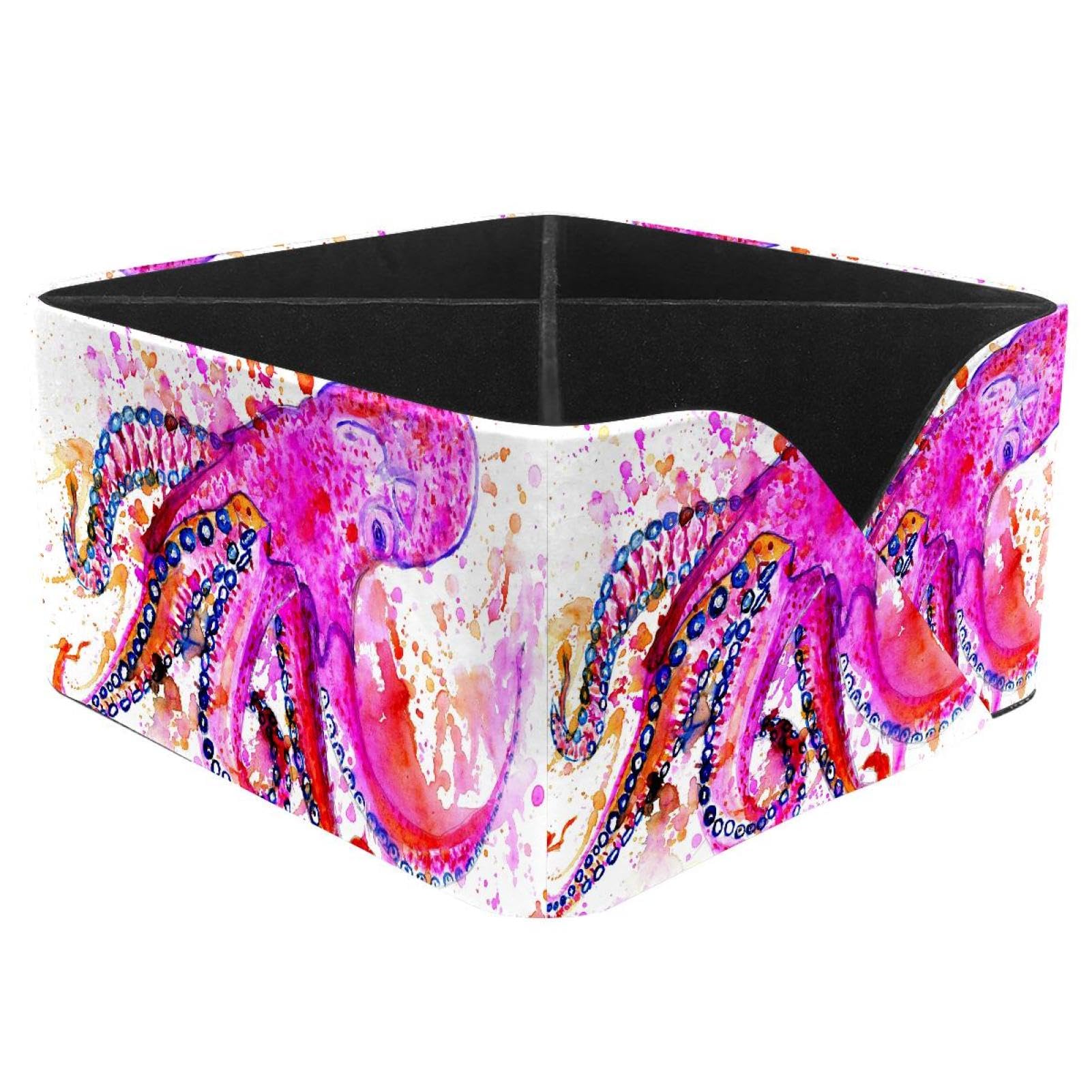KengjuTesu Watercolor Octopus Desktop Organizer Pen Holder, Rectangular Pencil Cup for Office, Study and Makeup Stations