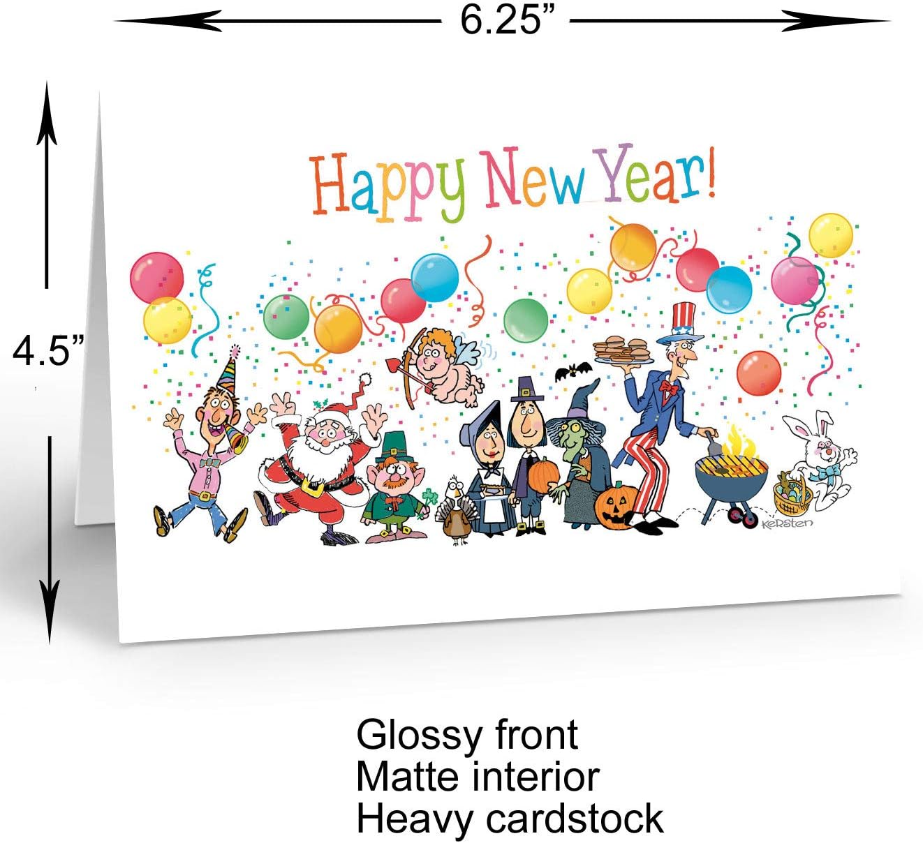 Stonehouse Collection Personalized Happy New Year Cards - Boxed New Year Cards and Envelopes - 24 Funny New Year's Cards - USA Made (Personalized)