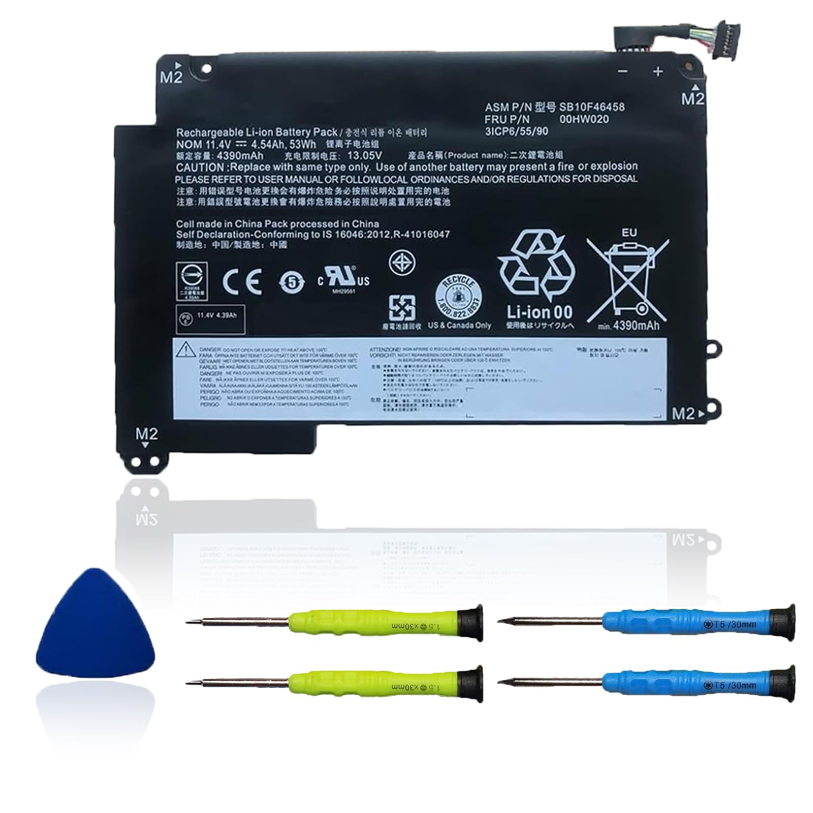 OUWEE 00HW020 Laptop Battery Compatible with Lenovo ThinkPad Yoga 460 P40 Yoga Series Notebook 00HW021 SB10F46458 SB10F46459 11.4V 53Wh 4540mAh 3-Cell