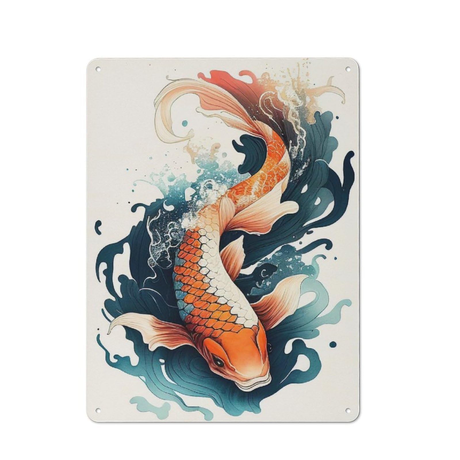 Shed Style Carpe Koi Fish Japanese Shed Metal Sign 40x30cm, Shed Wall Decor for Shed, Garden Room, Porch Or Garage