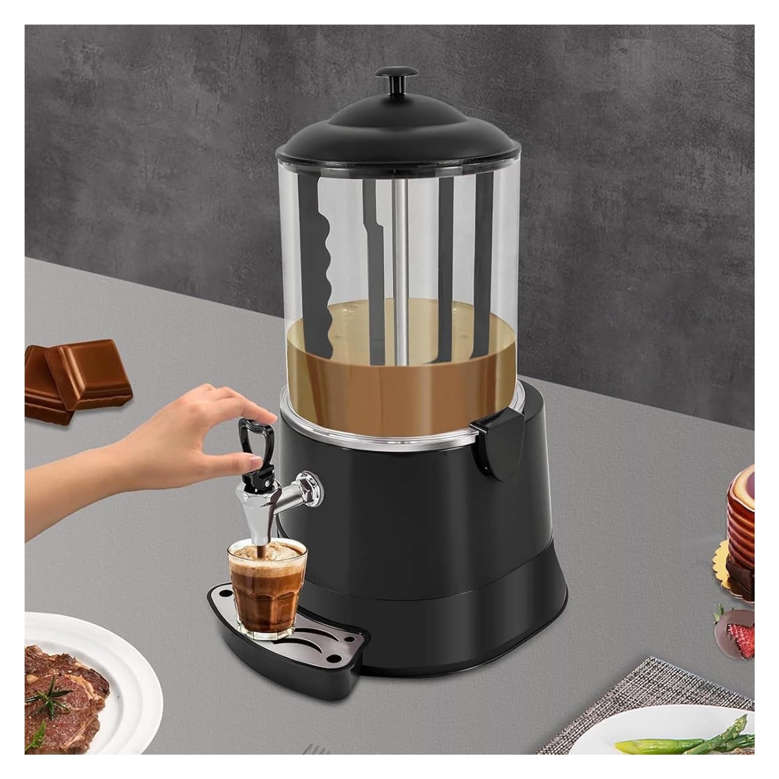 asdchZen Chocolate Fountain Machine,Hot Chocolate Maker, Commercial Hot Chocolate Maker Electric Dispenser Warmer Melted Beverage For Coffee Milk Tea Juice,220v 10l
