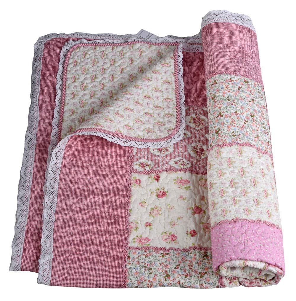 Kds028 Palazzo koc patchworkowy Shabby Quilt, 150 x 200 cm, narzuta pikowana
