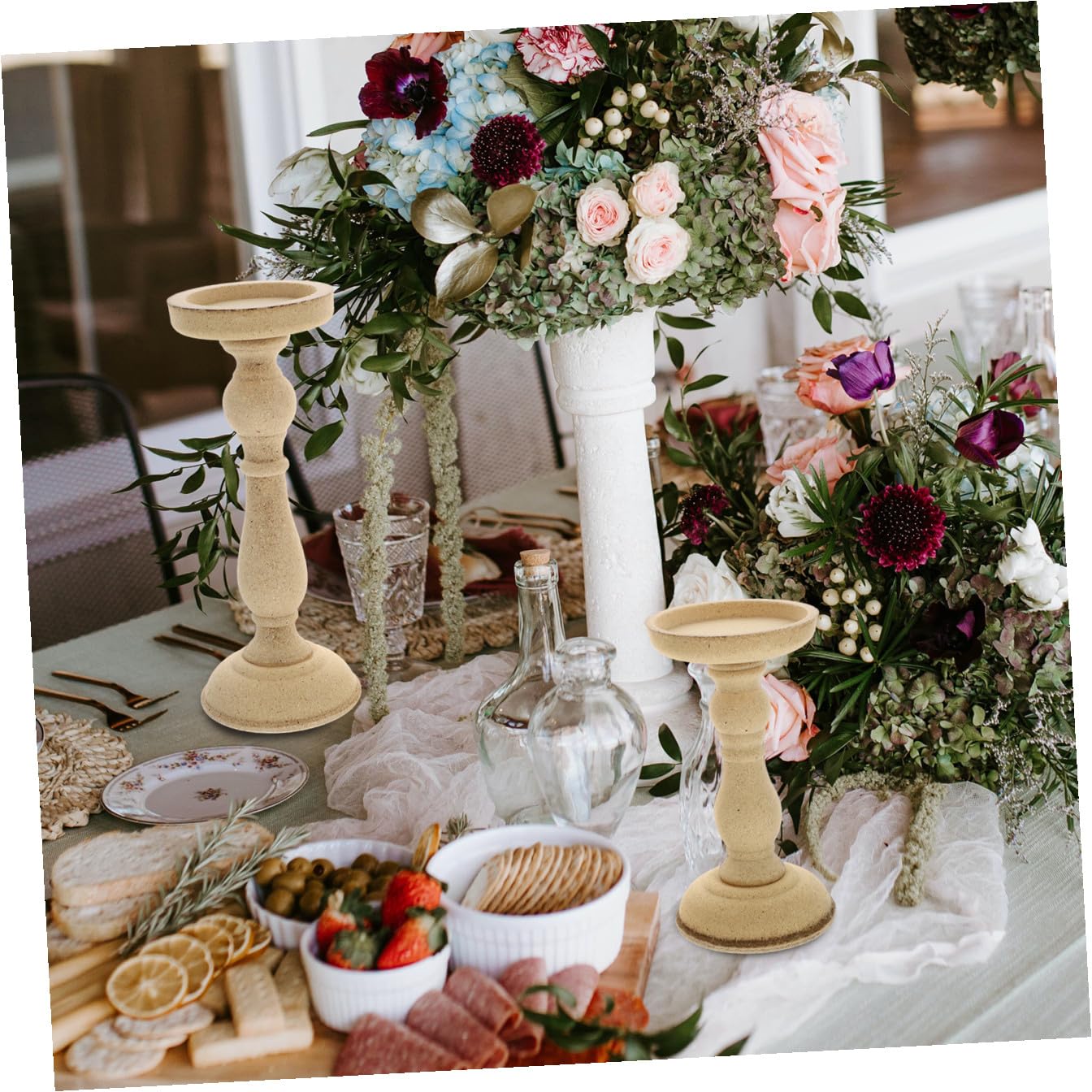 Candelabros Creativos Vintage Nórdicos de Pie 2 Piezas Madera