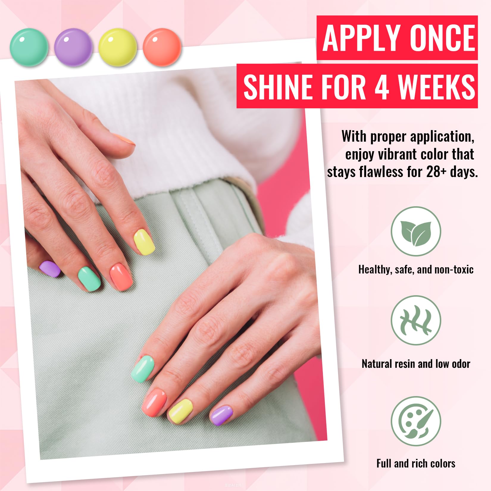 Phoenixy 50Pz Smalto Semipermanente Unghie 42 Colori Smalti Semipermanenti per Unghie Professionali Smalto Gel per Unghie U V/LED con Base e Top Coat