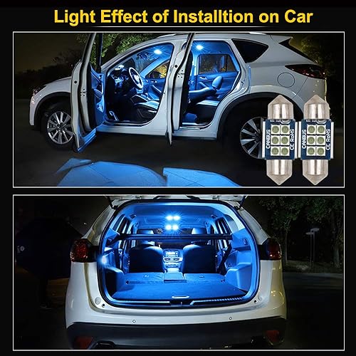 Miniatura 6 de HSUN Bombilla LED Festoon de 1.220 in, 12 V-14 V DE3175 3175 6428 6430 DE3021 DE3022 DE3023 Canbus sin errores con chip 6LED SMD3030 para luz de