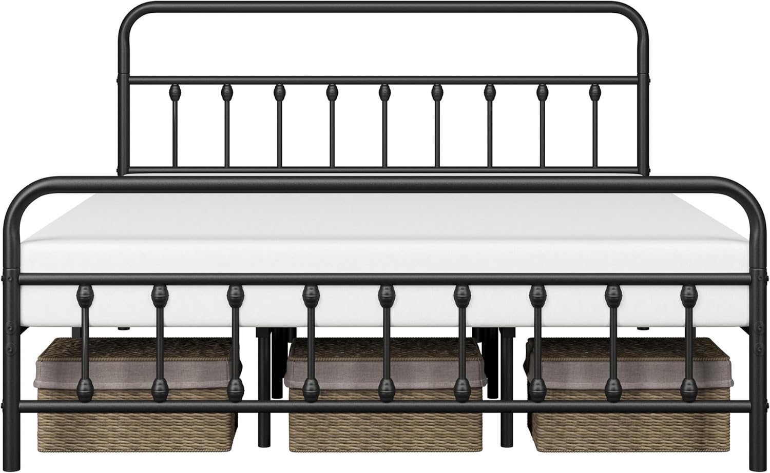 Yaheetech Classic Metal Platform Bed Frame Mattress Foundation with Victorian Style Iron-Art Headboard/Footboard/Under Bed Storage/No Box Spring Needed/King Size Black - Image 9