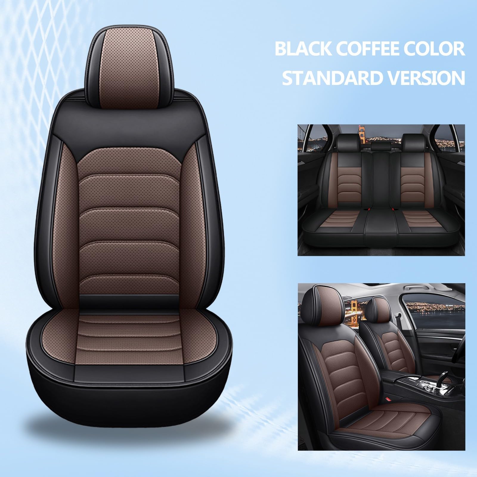 Genérico Funda Asiento Coche para Citroen C3 Aircross 2021-2026, 5 Piezas Piel Sintética, Impermeable y Antidesgaste – Protectores Asiento Coche Delanteros y Traseros, Fáciles de Limpiar