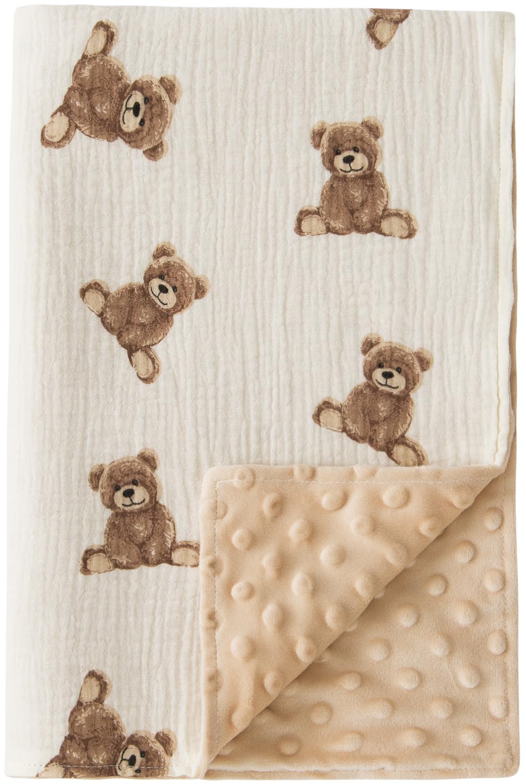 Little Jump Baby Blankets Minky Blankets for Unisex Boys Girls Soft Fluffy Crib Blankets with Muslin Cotton Front