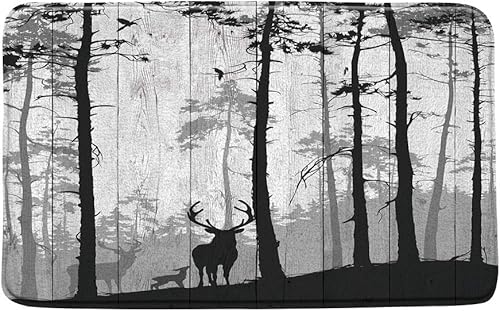 Miniatura 4 de ZKJSMGS Deer Forest - Juego de 3 alfombras de baño, diseño abstracto, árbol, alce, vida silvestre, rústico, vintage, tablero de madera, cabaña, casa