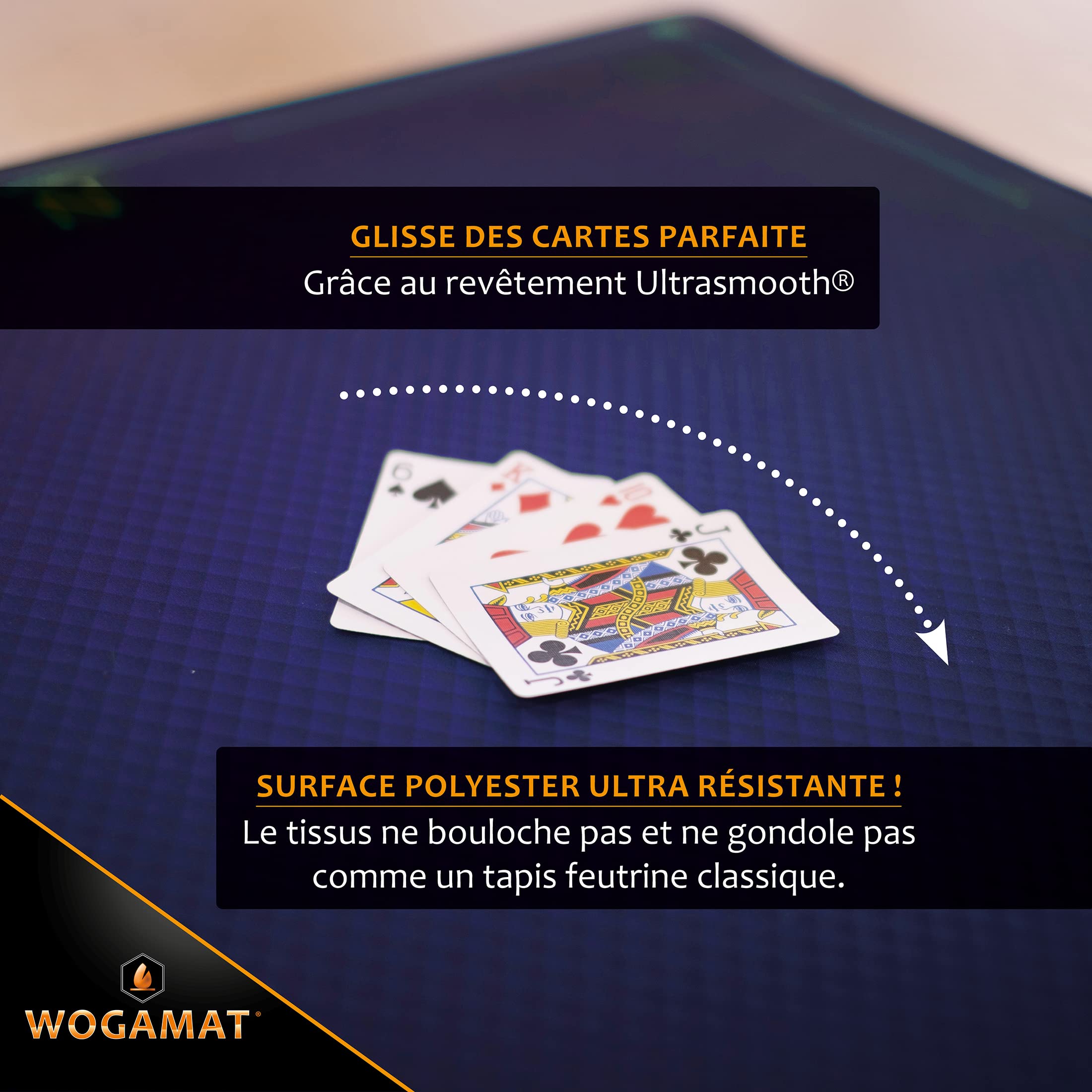 WOGAMAT Officiel – Alfombra de Juego de Cartas de Lujo Azul para Tarot póker, contra, Esquina 60 x 60 cm, Neopreno, Grueso y Antideslizante, Juegos de Cartas