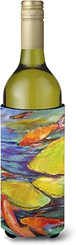 Caroline's Treasures JMK1169LITERK Koi Botella de vino Hugger Botella Enfriador Manga Hugger Lavable a Máquina Aislante Plegable Aislante Bebidas