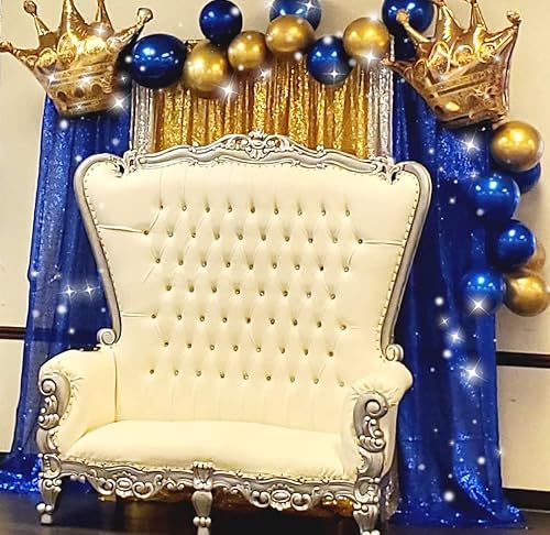 Miniatura 7 de Poise3EHome 2 cortinas de fondo de lentejuelas azul marino de 2 x 8 pies, fondo de fotografía con purpurina azul marino para el día de la