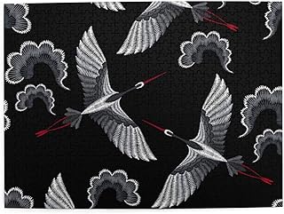 500ピース ジグソーパズル 鶴と雲 黒 パズル 木製パズル 動物 風景 絵 ピクチュアパズル Puzzle 52.2x38.5cm