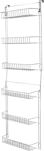Lavish Home Puerta - Estantes de despensa ajustables de 6 niveles para organización y almacenamiento de cocina 60 pulgadas color blanco