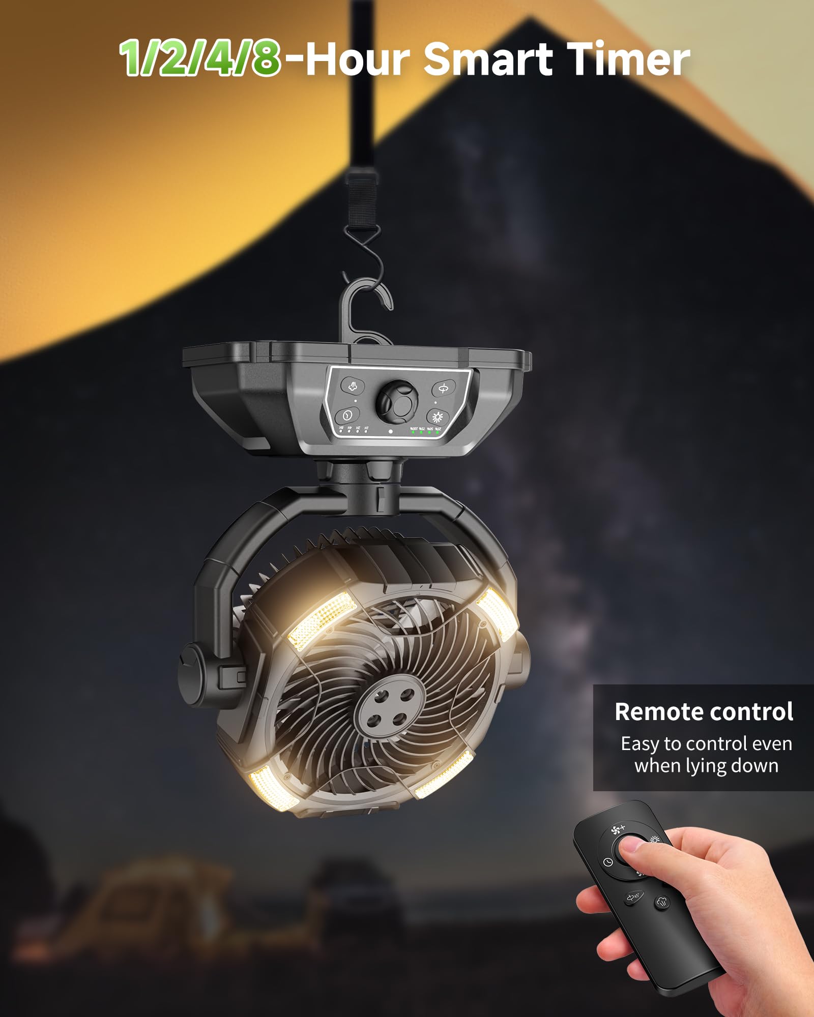 Ventilateur brumisateur avec seau de 7 L, ventilateur de camping rechargeable de 25 000 mAh, vitesse variable en continu, ventilateur d'extérieur de 25,4 cm pour terrasse/camping, ventilateur de