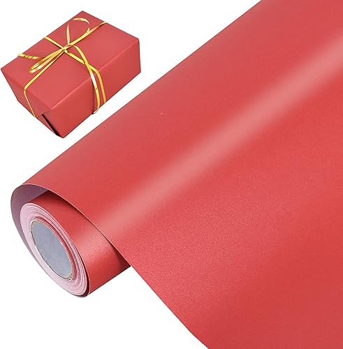 BEISHIDA Papel de regalo rojo de color sólido con brillo perlado mate, papel de regalo para bodas, cumpleaños, graduación, papel de regalo de
