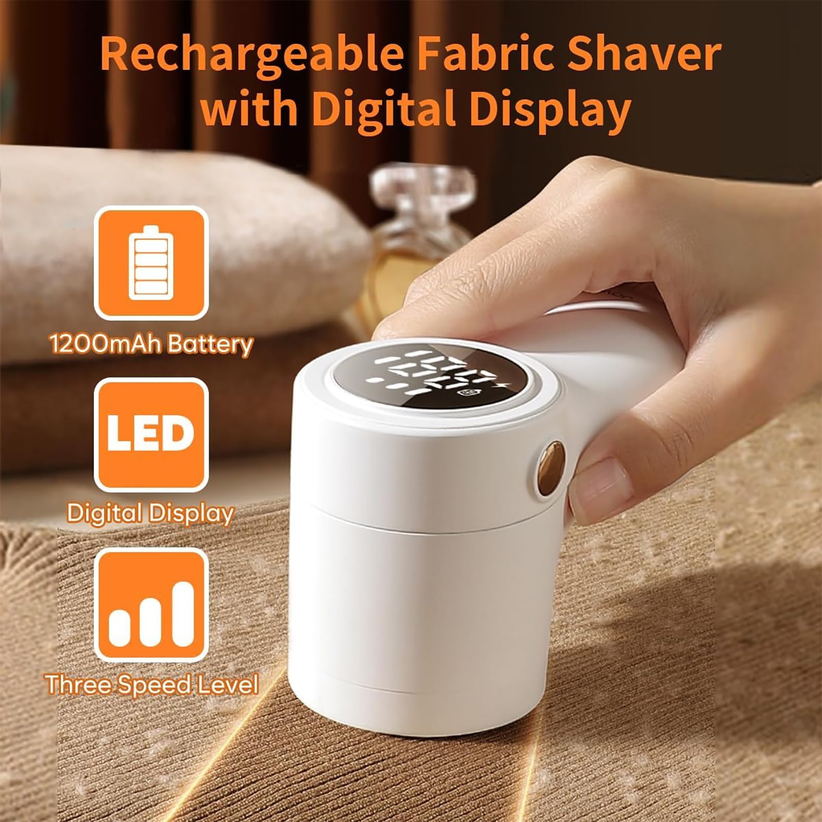 Quitapelusas Inalámbrico, Afeitadora De Telas Recargable 2 En 1 con Pantalla LED, Configuraciones De 3 Velocidades Y Cuchillas Reemplazables, Elimina Eficientemente La Bola, para Ropa, Muebles