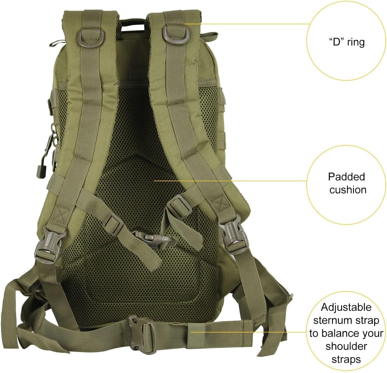 Small 30L Assault Backpack Military Tactical Backpack Tactical Bag for Outdoor Hiking Camping Travel Army Hunting Rucksack (Green)