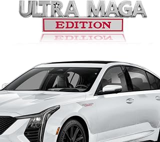 Ultra MAGA Truck Car Emblems Adhesive Sticker, Classic Ultra MAGA Edition Emblems Exterior Auto Street Fighter Personality Body Decor 3D Metal Embossed Stickers for Car, Truck(Silver/Red)