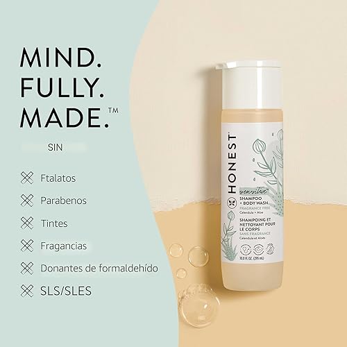 Vista 5 de Shampoo & jabón corporal Honest, Lavanda Dreamy súper calmante, 10 Onzas, 816645023966, Libre de fragancia, 1, 1