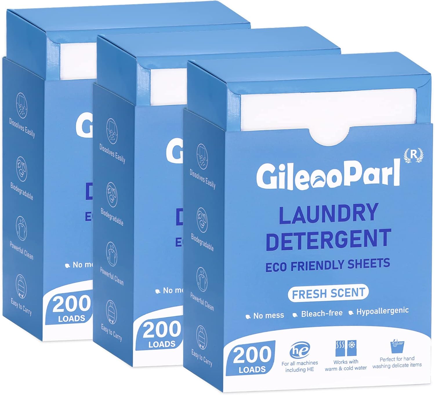 200loads Ecofriendly Laundry Detergent Sheets Fresh Scent for Home/Travel