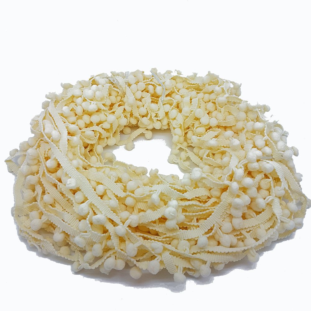 Pom Pom Trim Trimming Sewing Craft Per Metre 10mm Bobble Fringe Pompom Quality (Cream) by Accessories Attic