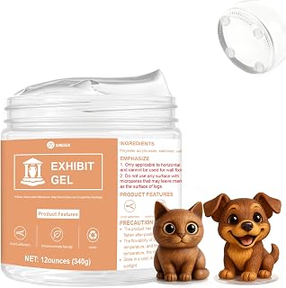 12 oz Exhibit Gel for Museum Exhibition, Clear Removable Exhibit Wax,Reusable No Residue to Secure Decor, Artifacts Against Drops, Vibration and Shocks for Antiques, Glass, Ceramic