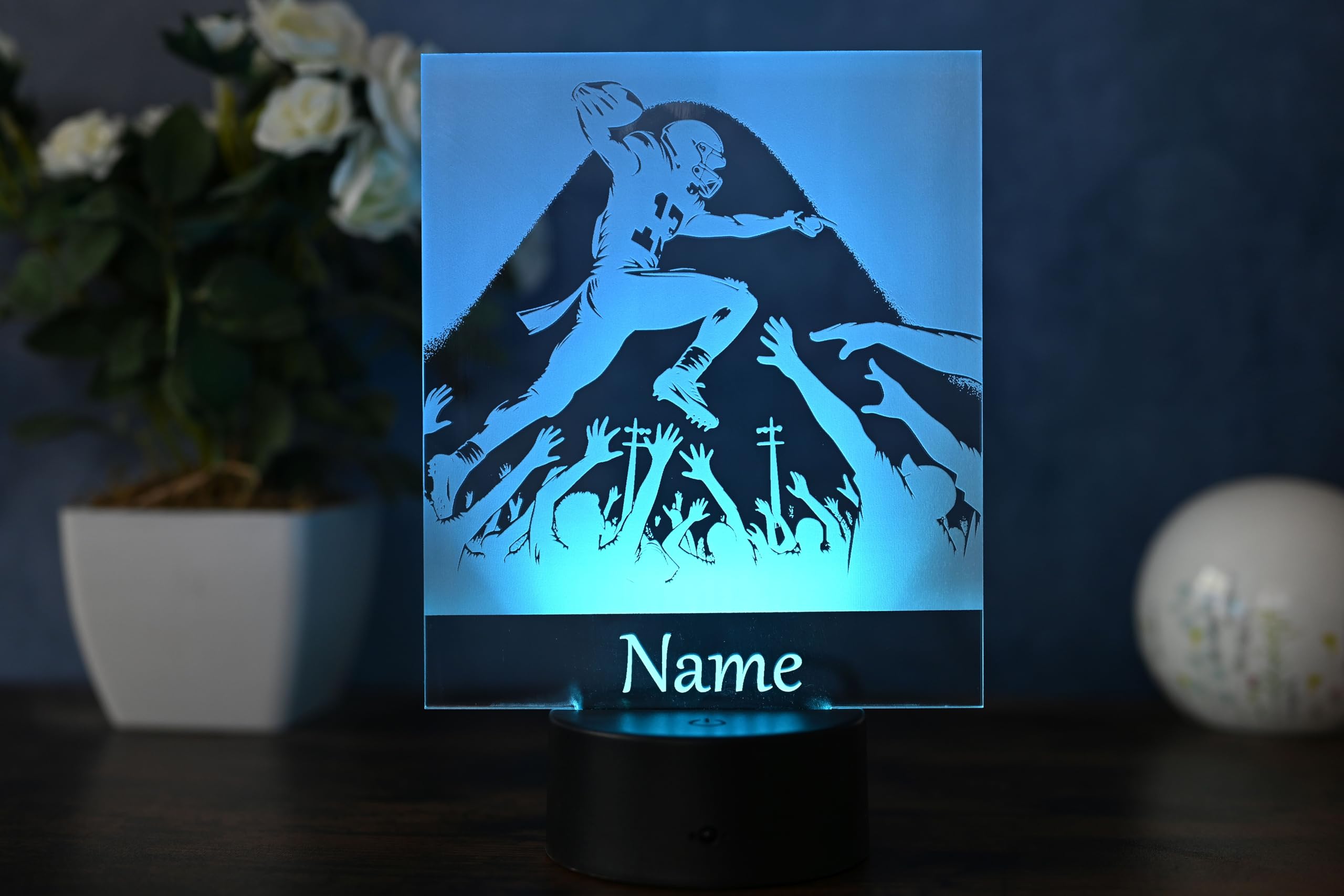 Personalisierte LED Football Lampe – American Football Geschenk, Nachtlicht, Deko, Football Geburtstag, Dekoration für Zuhause