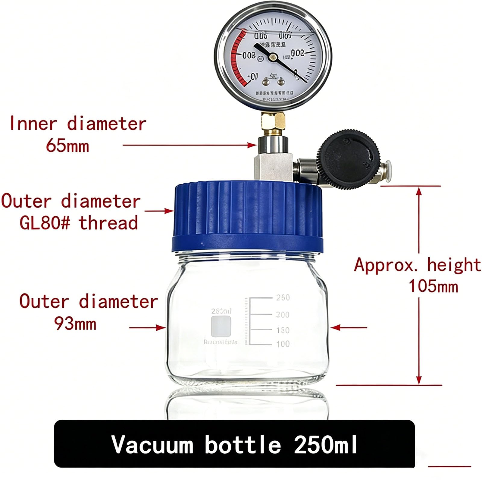 Camera Di Degassamento Sottovuoto In Vetro Con Manometro In Acciaio Inox, Per Un Degassamento Efficiente Di Resine, Siliconi Ed Epossidiche, Per La Conservazione Di Campioni Di Laboratorio E La