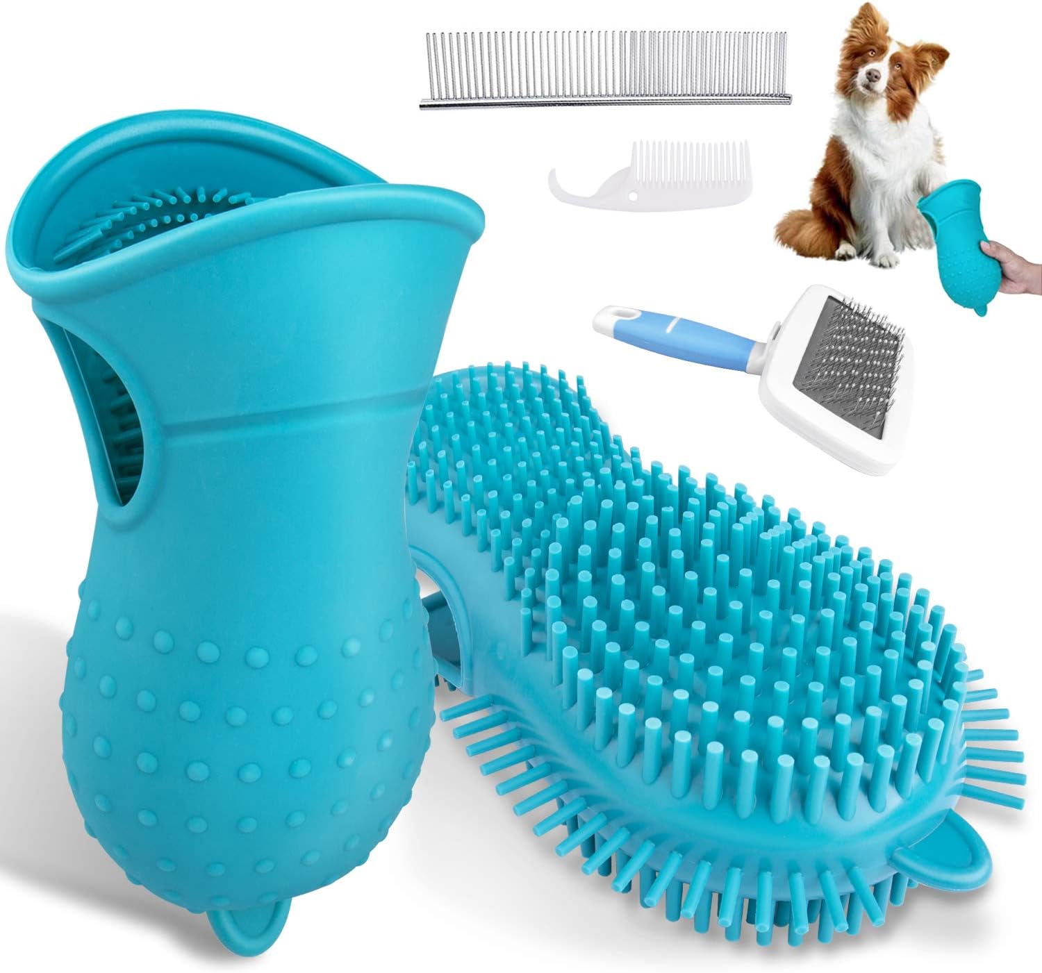 INPHER Dog Paw Cleaner,2 in 1 Dog Foot Washer&Cat Grooming Brush Soft