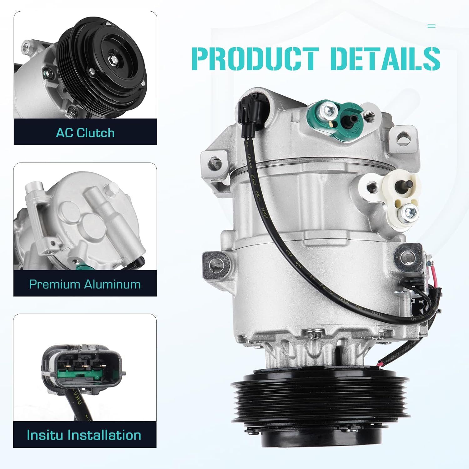 AC Compressor with A/C Clutch Fits for Hyundai Tucson 2.4L 2010-2015, Tucson 2.0L 2011 2012 2013, for Kia Sportage 2.0L 2.4L 2011-2016, 1177305, 140852