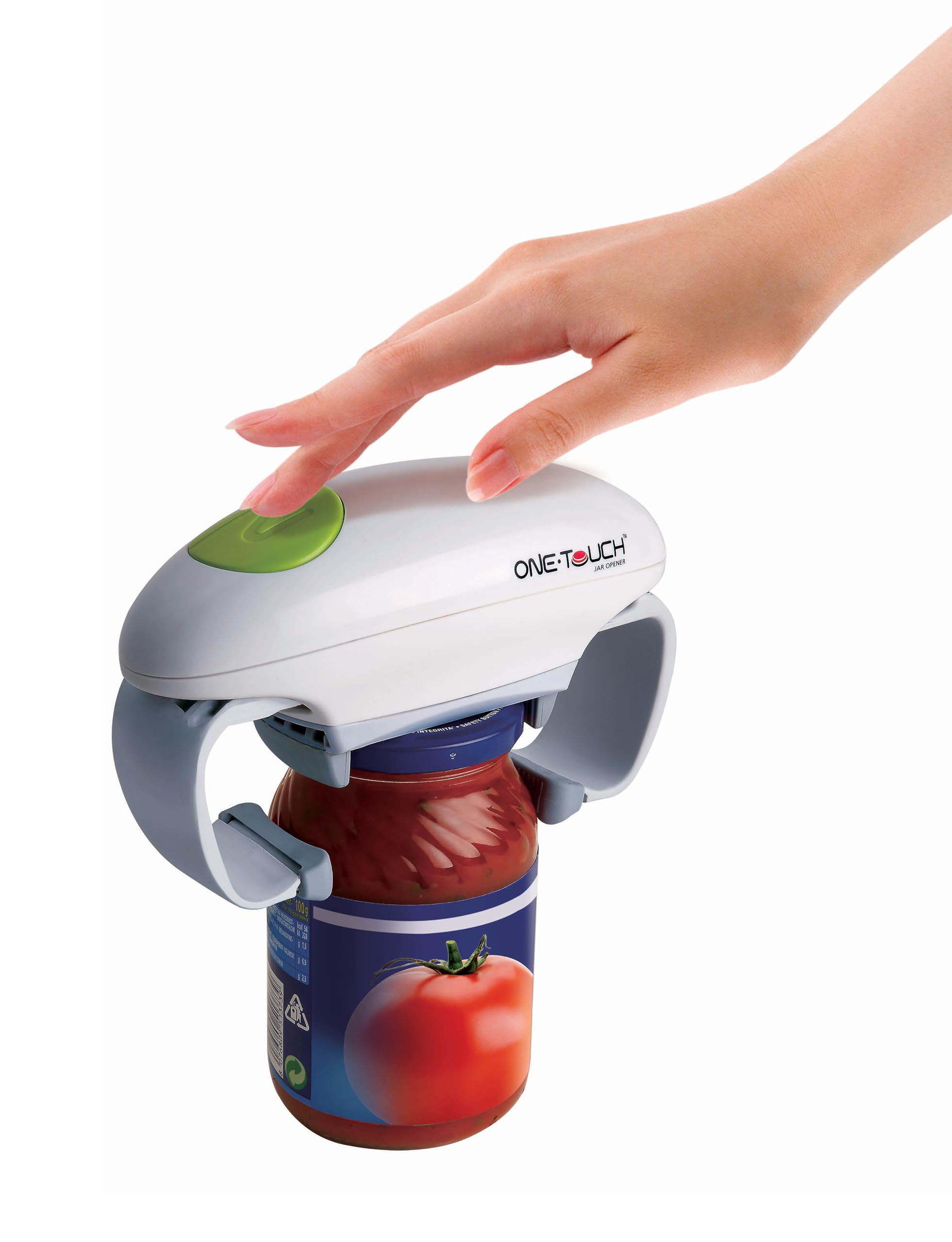 Ouvre-Bocal Électrique Automatique ONE TOUCH KC12 – Mains Libres - Pour Seniors et Personnes Souffrant d'Arthrite – Ustensile de Cuisine Ergonomique Sans Effort – Bouton Unique – Blanc