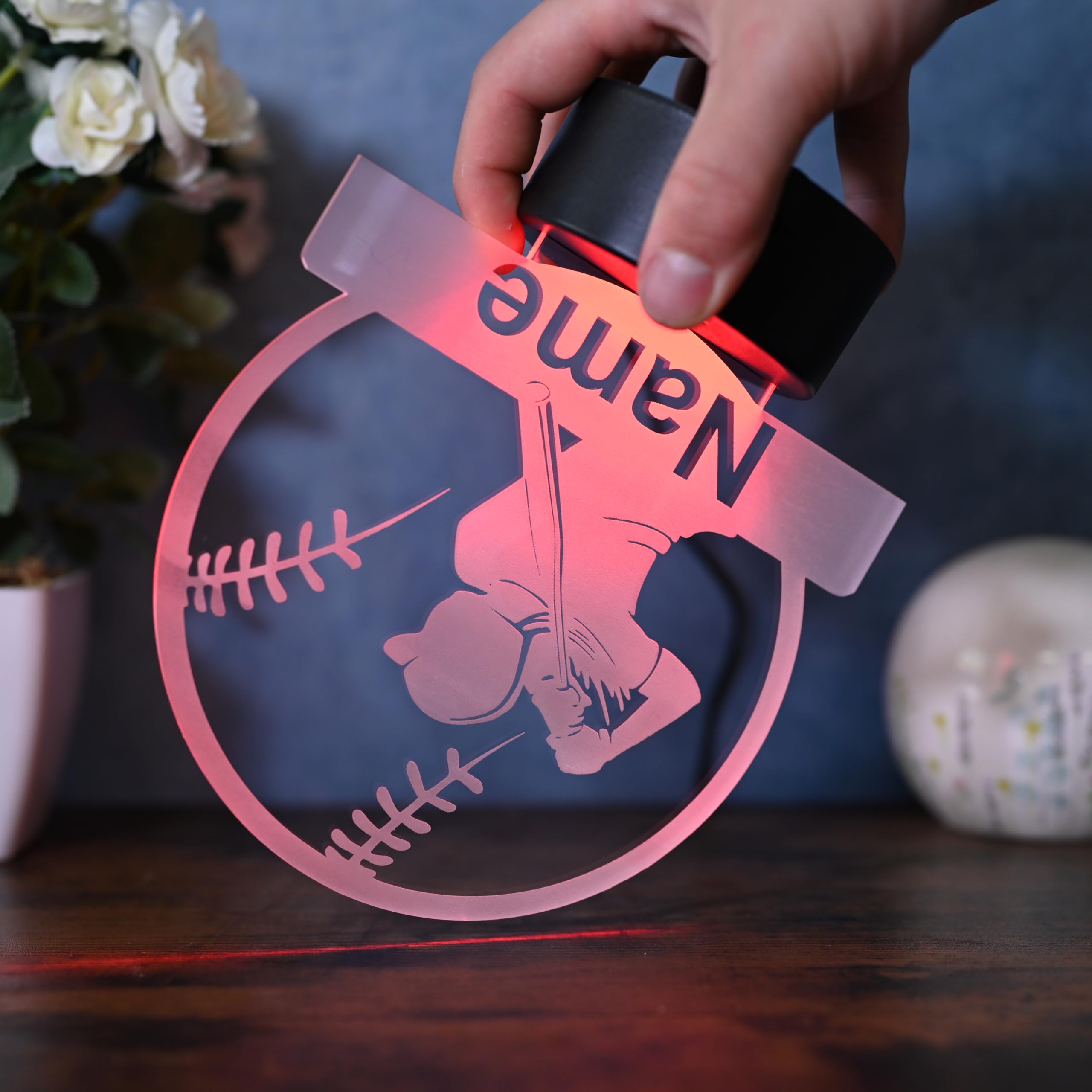 Lampe de baseball personnalisée - Cadeau pour joueurs et fans
