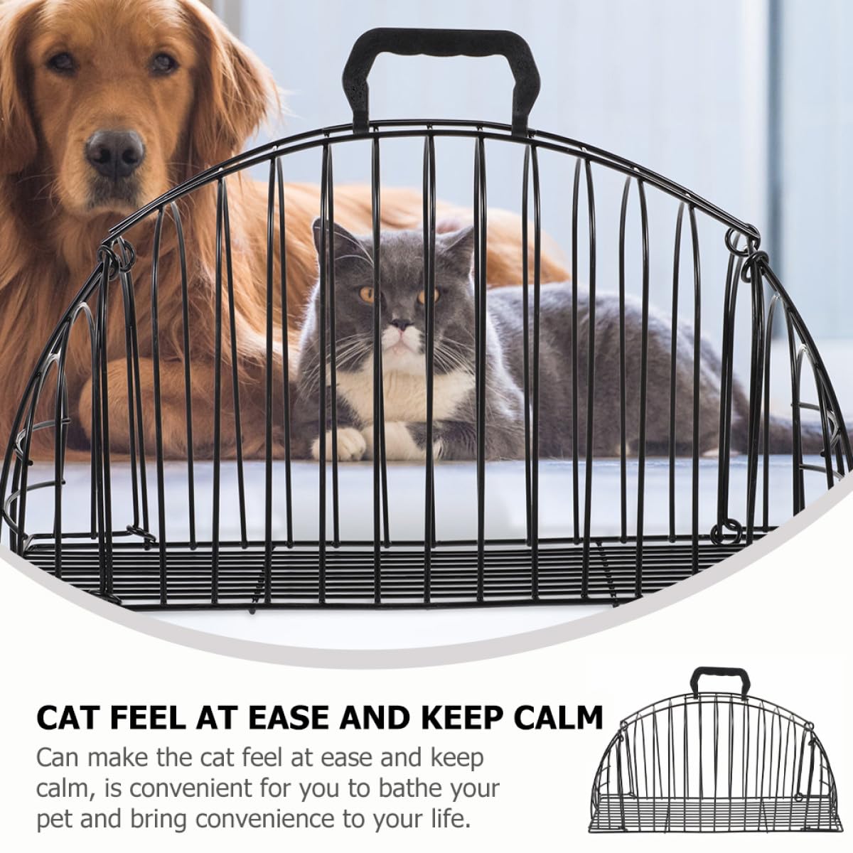 Mipcase Kratzfester Haustierbadekäfig aus Edelstahl Verschleißfest und Robust Praktischer Duschkäfig für Katzen und Haustiere zur Sicheren Pflege