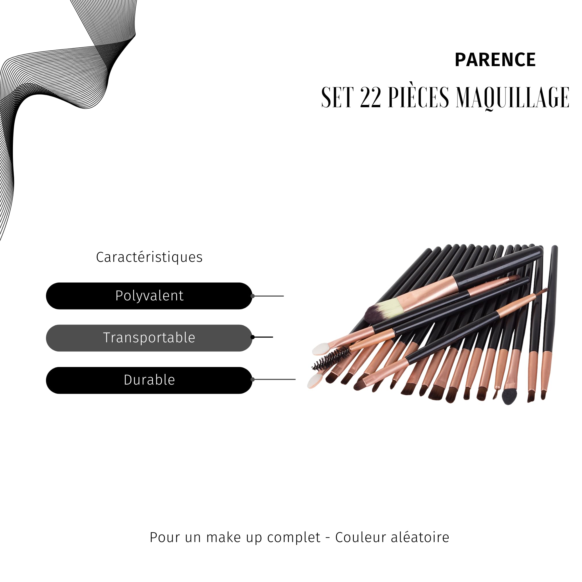 PARENCE. - 22-Piece Make-Up Set - 20 Brushes, 1 Blender Sponge, 1 Puff - Make Up, Complete Set, Versatile - Image 2