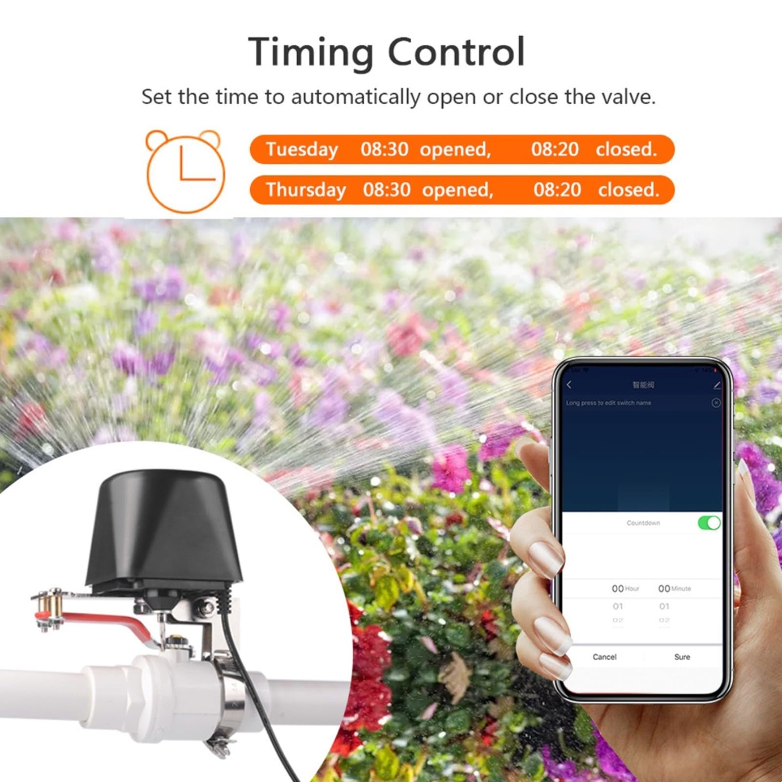 Válvula de agua wifi, control inteligente de válvula, para Tuya WiFi Control de válvula de domótica doméstica Smart WiFi Control Agua/Gas Válvula (C)