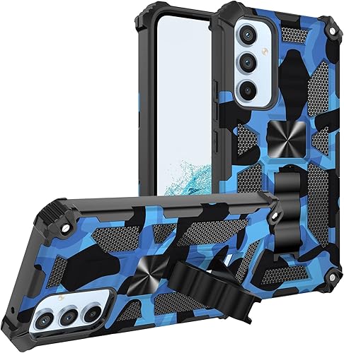 Funda delgada para Samsung Galaxy A54 5G, funda rígida y duradera de camuflaje con soporte integrado y protección de cámara de pantalla para Samsung