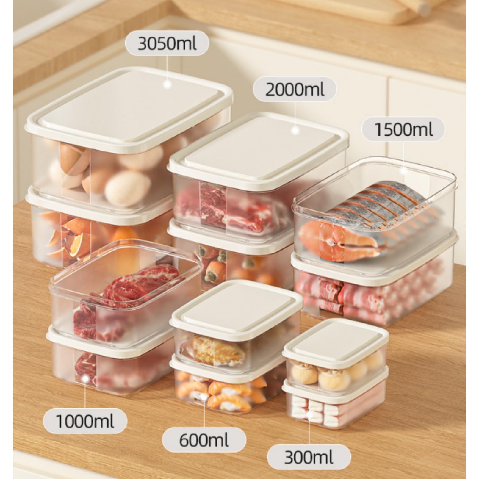 Amazon | 風密閉タッパーセット食品級PP材質6種類容量オプション（300