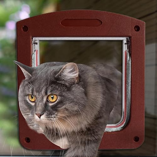 Miniatura 3 de Puerta interior para gatos  Puerta con solapa para gatitos con bloqueo de 4 vías  Solapas resistentes a la intemperie para cachorros para