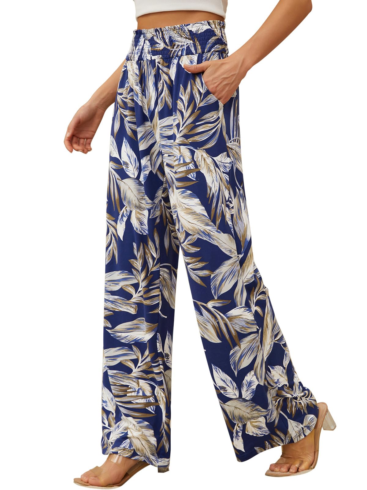 QIANXIZHAN Women's Boho Pants, Wide Leg High Waist Harem Pants Hippie Yoga Clothes with Pockets