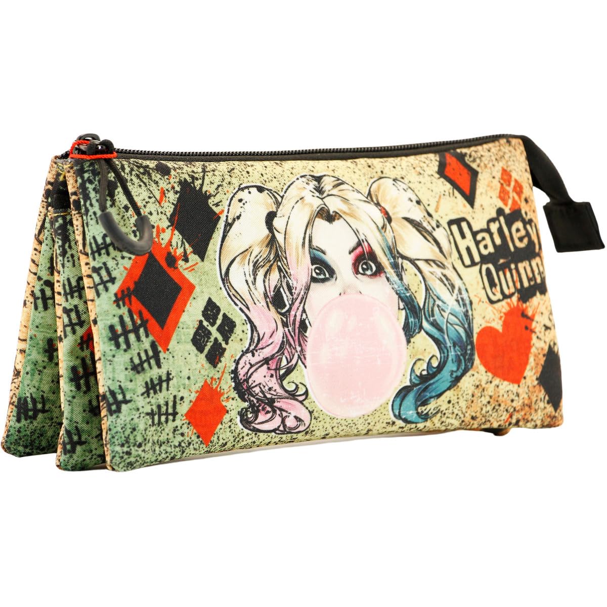 Harley Quinn Mad Love-FAN Dreifach Federmäppchen, Beige